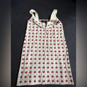 Cider Cream Dress with Red and Green Apple Pattern